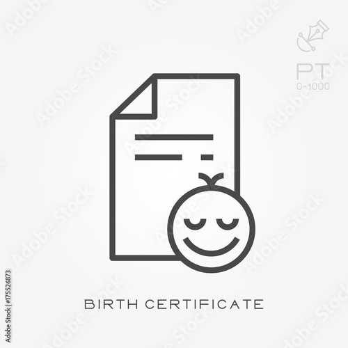 Line icon birth certificate