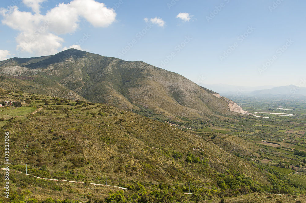 Fototapeta premium Landscape of Massico Mountain from the side of Petrino Mountain in Mondragone - Italy