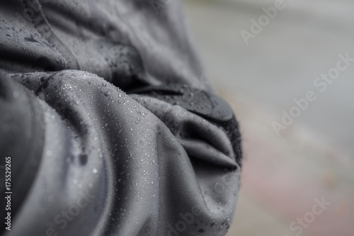 Waterproof jacket with rain drops photo