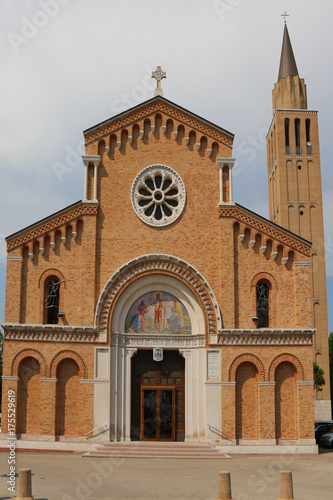 Bell Tower and facade of Church in Jesolo City Italy