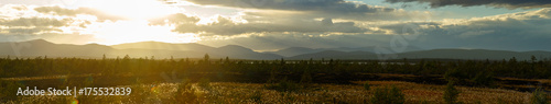 Sunset in the mountains of Khibiny, Kola Peninsula , Russia.