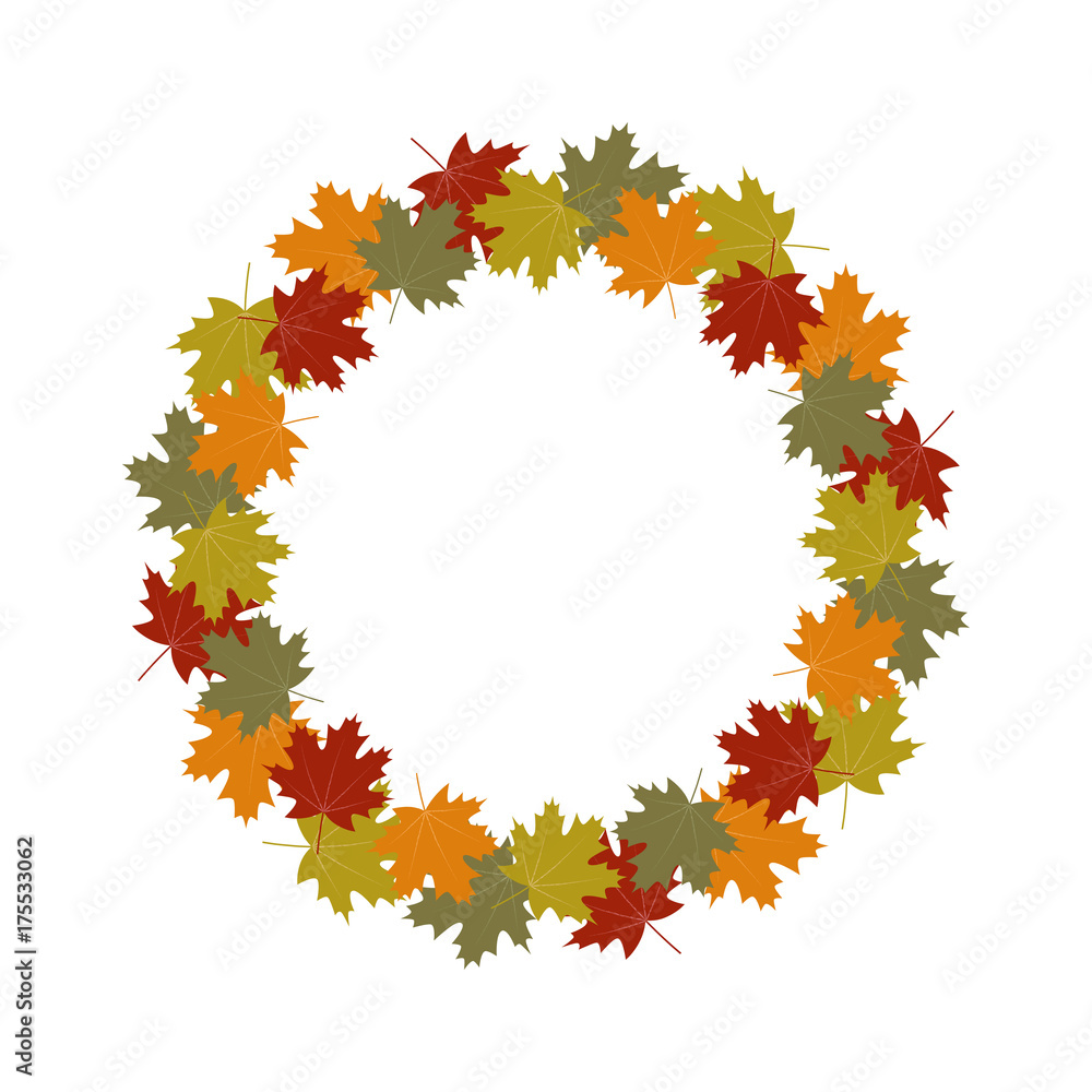 Autumn leaves wreath frame, vector Autumn leaves wreath frame, vector