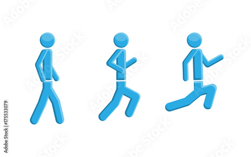 People running walking symbol, vector
