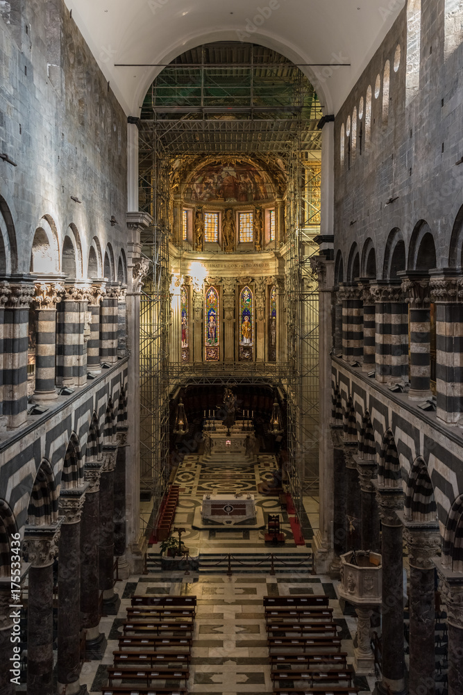 The interior of the San Lorenzo cathedral of Genoa