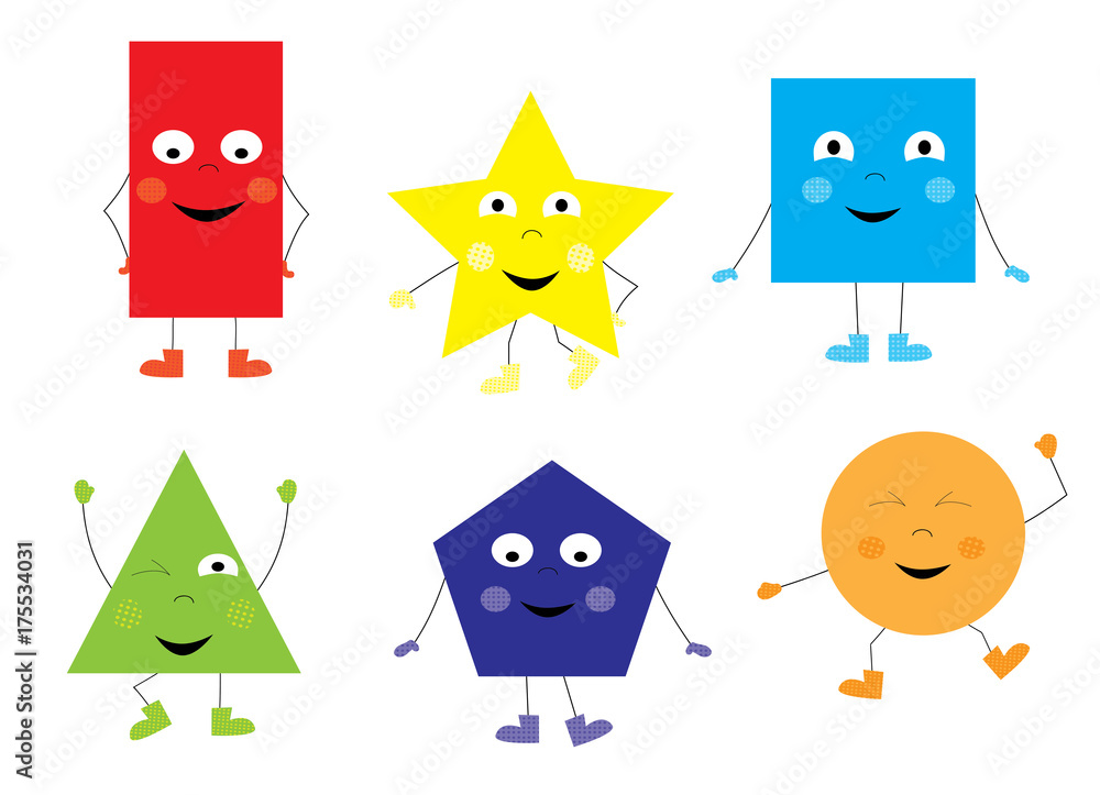 Happy cartoon geometric shapes characters – learning set for children Stock  Vector | Adobe Stock