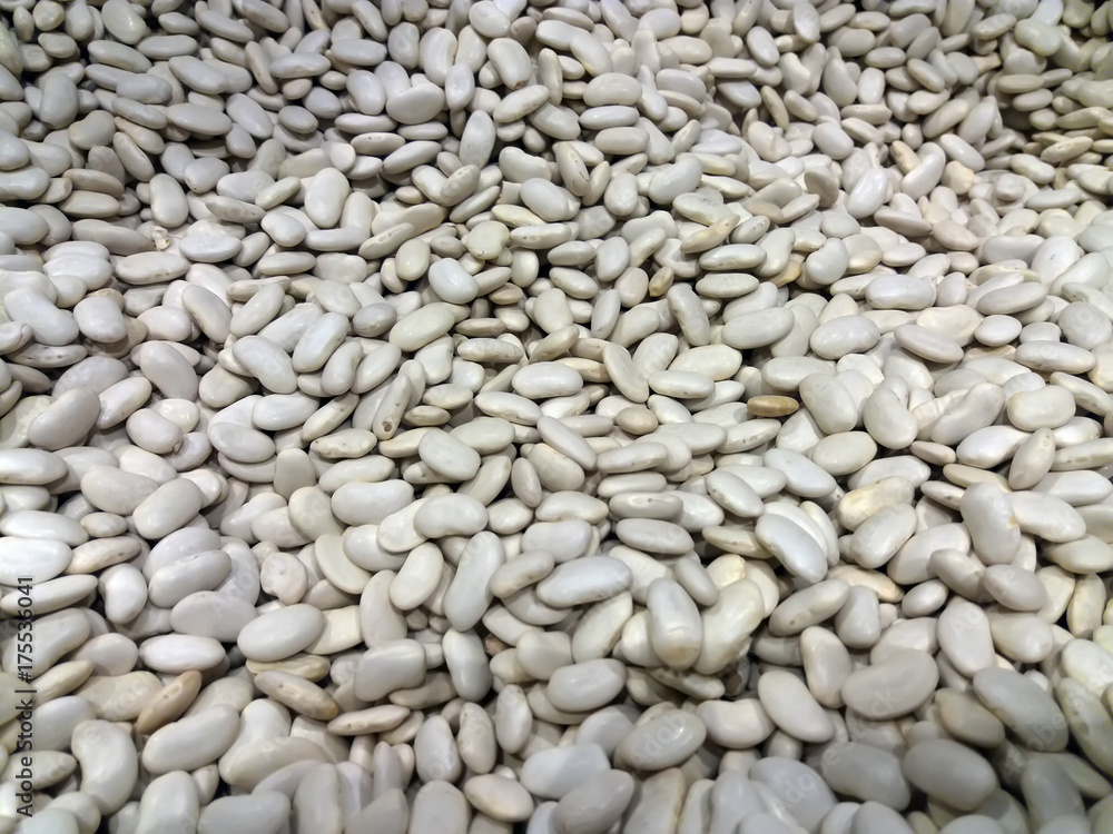 closeup of a pile of dry white beans closeup of a pile of dry white beans