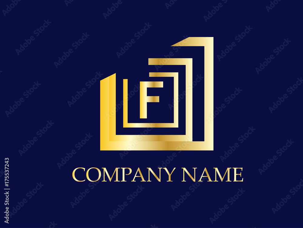 Obraz premium Golden F Logo Design Vector