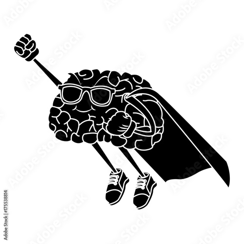 Super hero brain cartoon icon vector illustration graphic design