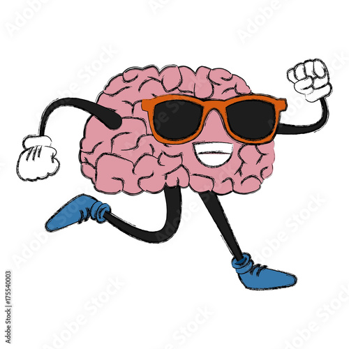 Cute brain cartoon icon vector illustration graphic design