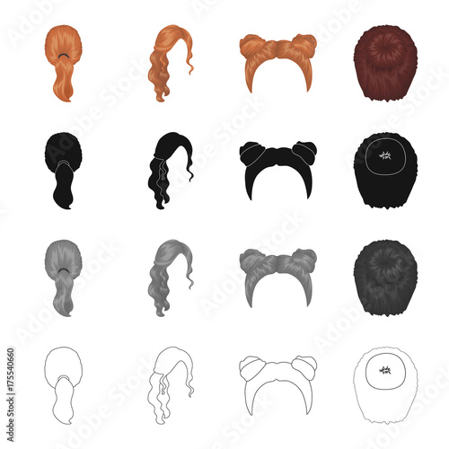 Hair, long,chignon, and other web icon in cartoon style. Barbershop, coiffure, locks, icons in set collection.