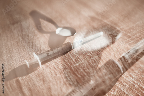 Opiates Needle and Spoon with Drug
