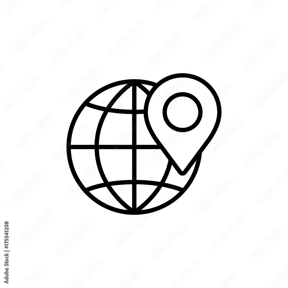 local seo and location on globe line black icon local seo and location on globe line black icon