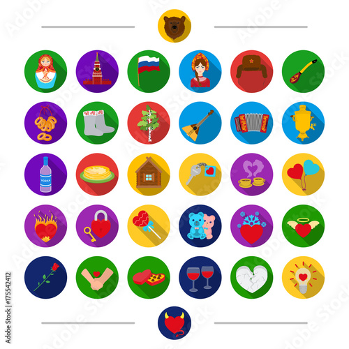 Russia, Nationality, attributes and other web icon in cartoon style. Forgive, love, passion, icons in set collection.