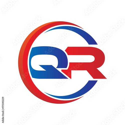Free Download qr logo vector modern initial swoosh circle blue and red - GFXLoad