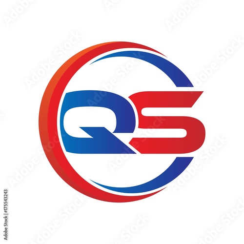 qs logo vector modern initial swoosh circle blue and red
