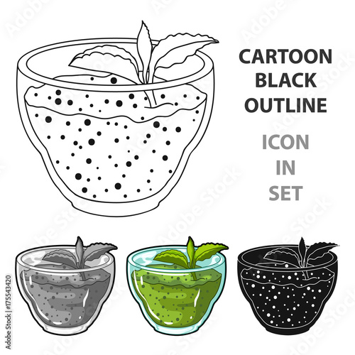 Fresh puree of greens with a mint leaf .Vegetarian Breakfast of greens.Vegetarian Dishes single icon in cartoon style vector symbol stock illustration.