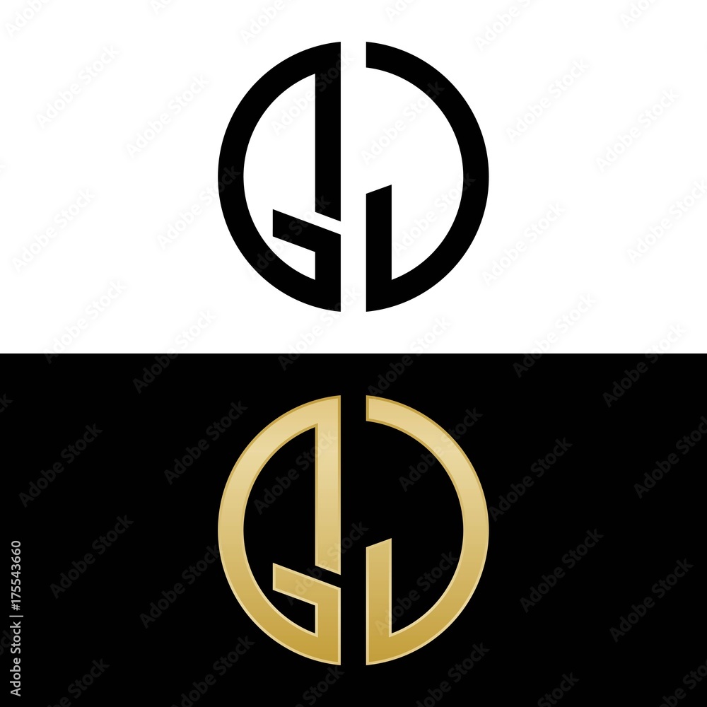 qj initial logo circle shape vector black and gold qj initial logo circle shape vector black and gold