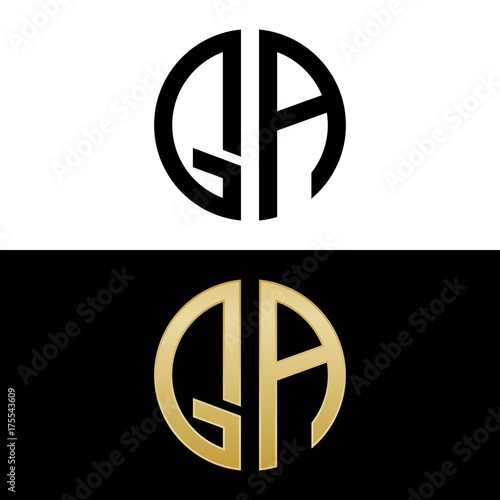qa initial logo circle shape vector black and gold