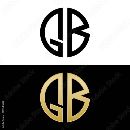 qb initial logo circle shape vector black and gold