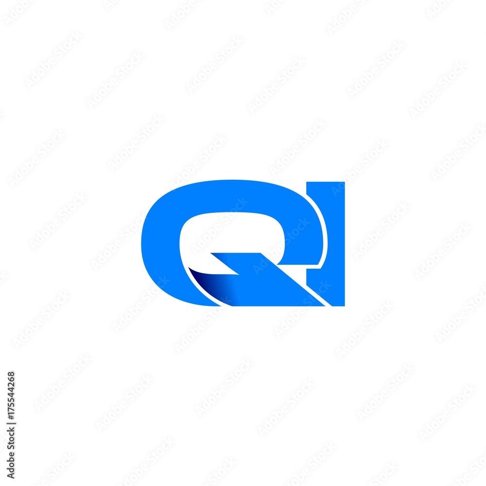 qi logo initial logo vector modern blue fold style qi logo initial logo vector modern blue fold style