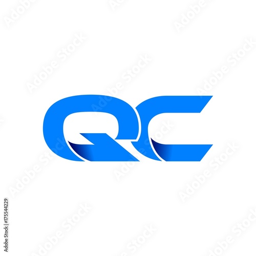 qc logo initial logo vector modern blue fold style