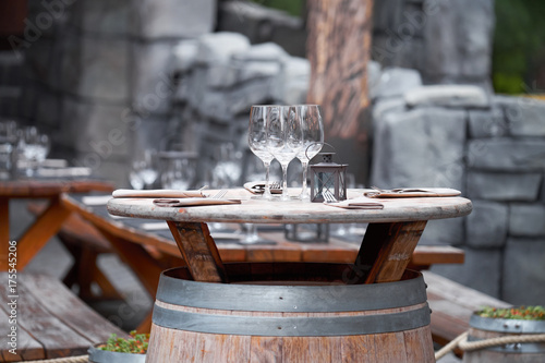 Wallpaper Mural Elegant restaurant decoration with wine glasses and tables from the barrel Torontodigital.ca