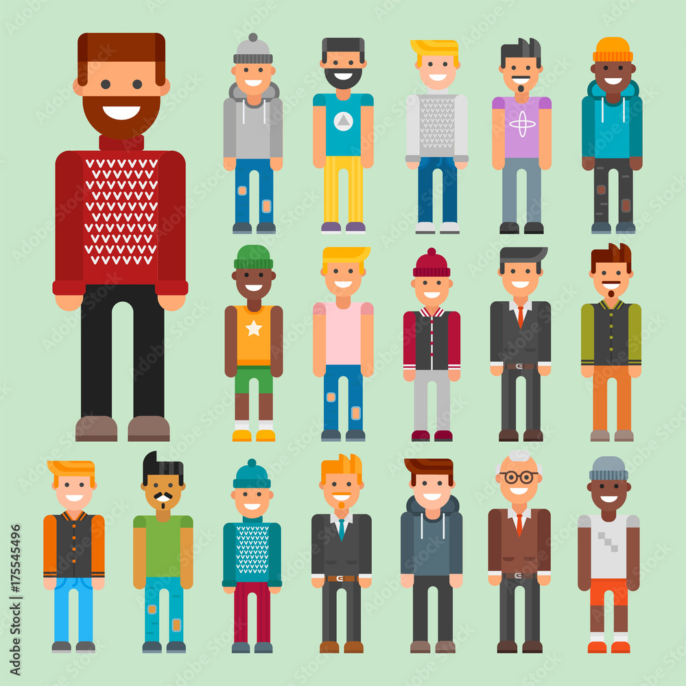 Φωτογραφία Group of men portrait different nationality friendship character team happy people young guy person vector illustration
