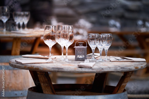 Wallpaper Mural Elegant restaurant decoration with wine glasses and tables from the barrel Torontodigital.ca