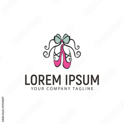 ballet shoes hand drawn logo design concept template