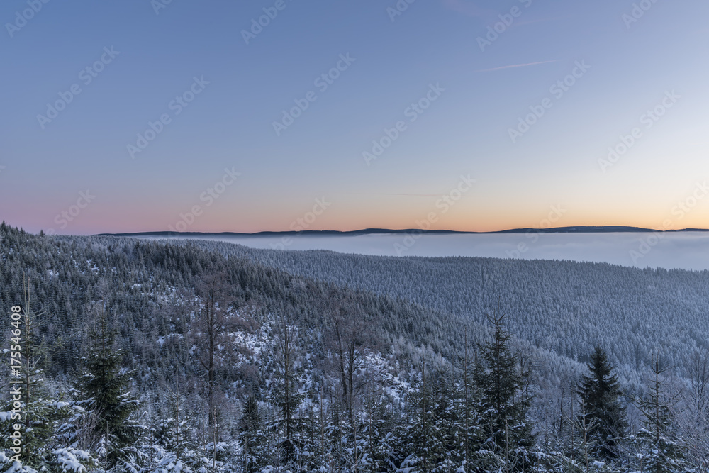 Morning with sunrise in Jeseniky mountains Morning with sunrise in Jeseniky mountains