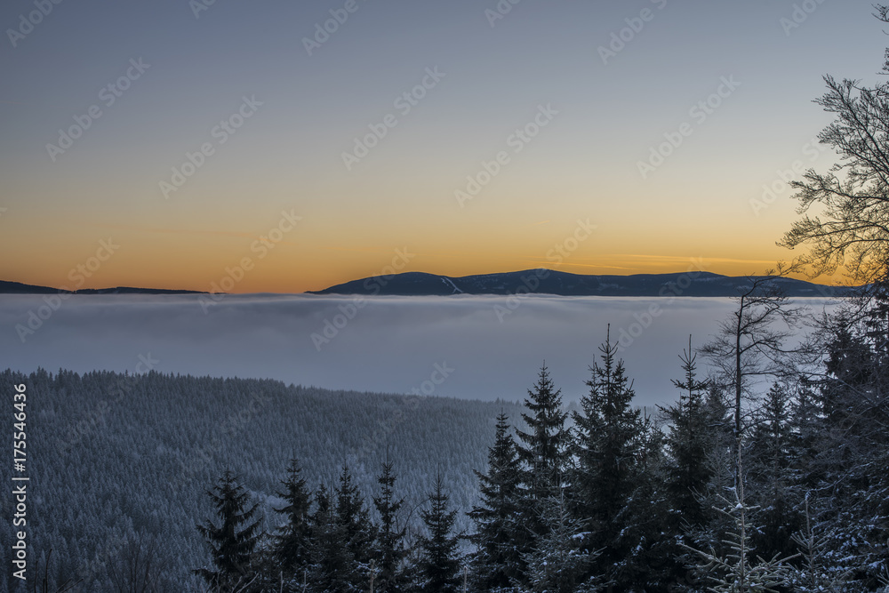 Morning with sunrise in Jeseniky mountains