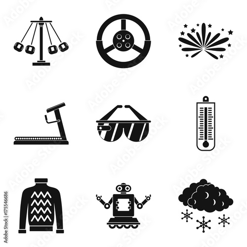 Active children icons set, simple style