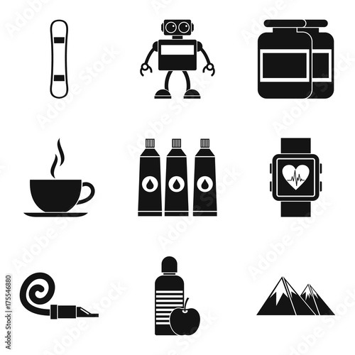 Sports person icons set, simple style