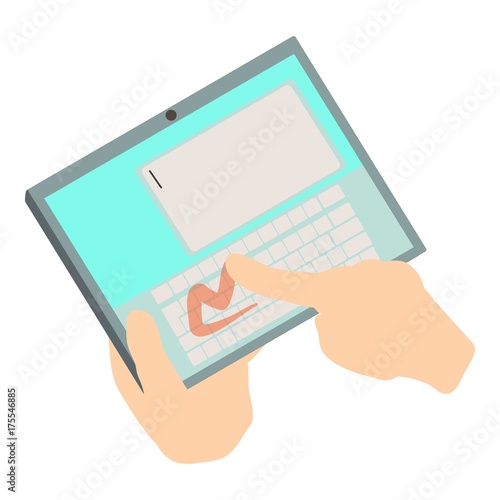 Touch tablet icon, isometric 3d style