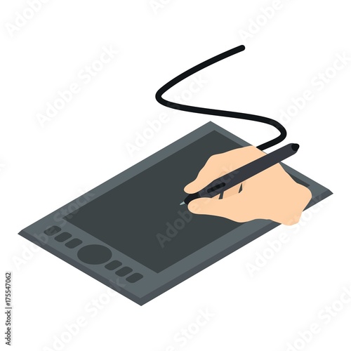 Graphics tablet icon, isometric 3d style