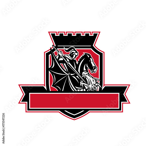 St George Slaying Dragon Crest Retro