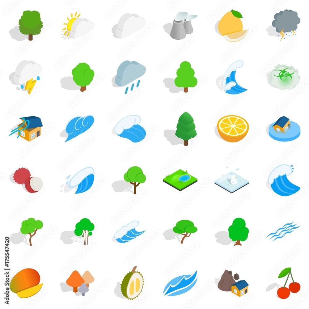 Ecology icons set, isometric style Ecology icons set, isometric style