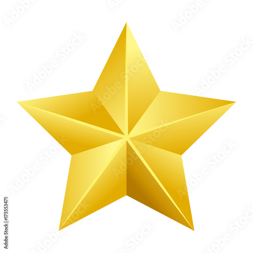 Shiny bright five-pointed star flat vector illustration