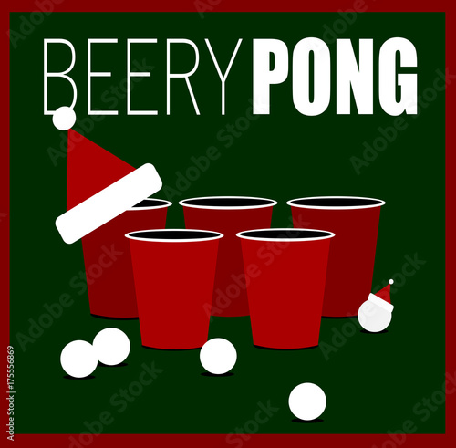 christmas beer pong design with santa hat