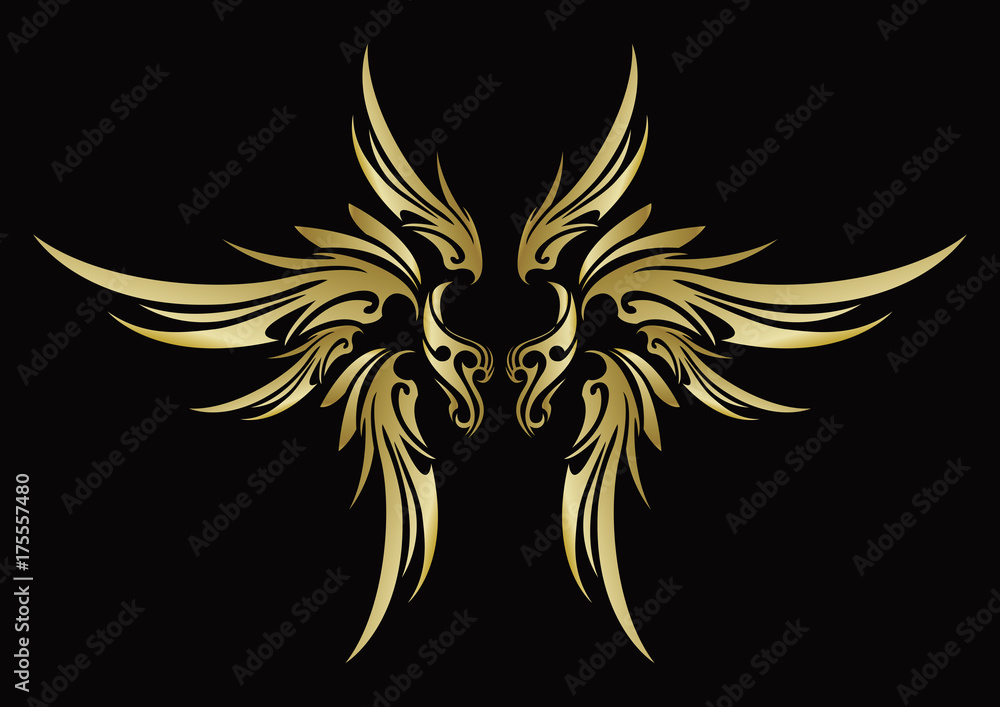 Fototapeta premium トライバル 天使の羽 翼