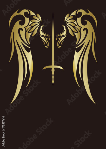 トライバル　翼　剣　ステッカー