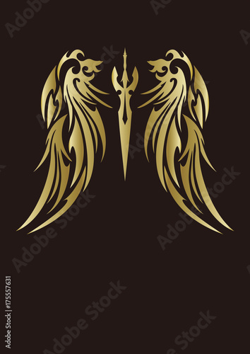 トライバル　翼　剣　ステッカー