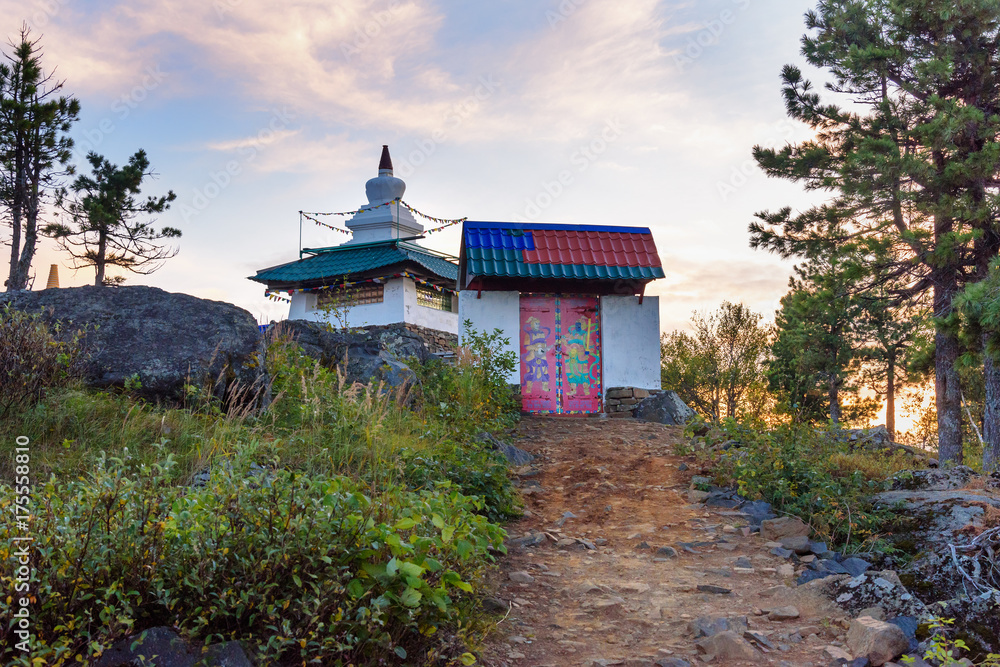 Entrance to Shad Tchup Ling Buddhist monastery on mountain Kachkanar. Russia Entrance to Shad Tchup Ling Buddhist monastery on mountain Kachkanar. Russia