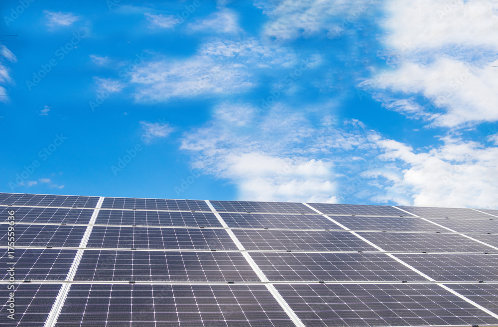 Solar power panels ,Photovoltaic modules for innovation green energy for life with blue sky background. Solar power panels ,Photovoltaic modules for innovation green energy for life with blue sky background.