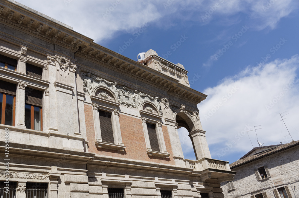 Details of architecture, historical buildings of Italy. Ascoli Piceno. Marche.