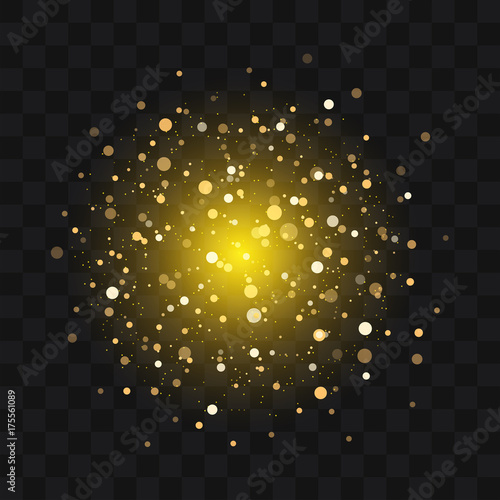 Gold glittering trail sparkling stardust abstract particles on background. Use for your product element.