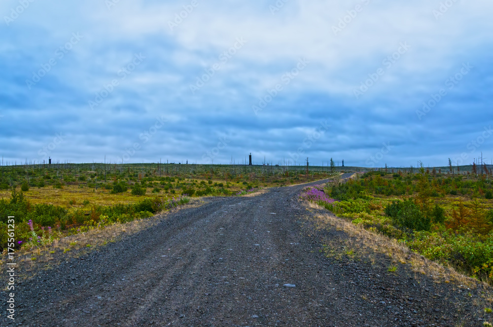 road from crushed stone to cloudy weather road from crushed stone to cloudy weather