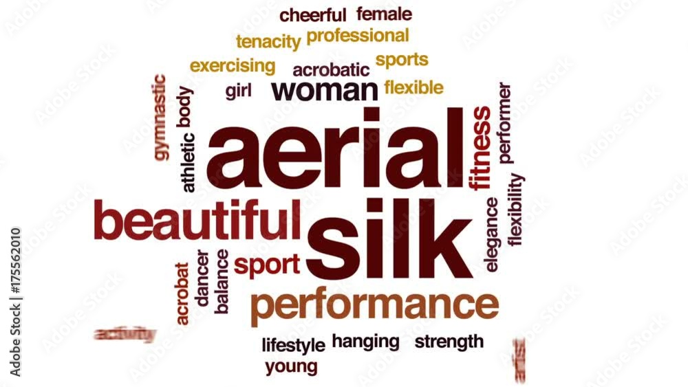 Aerial silk animated word cloud, text design animation. Aerial silk animated word cloud, text design animation.