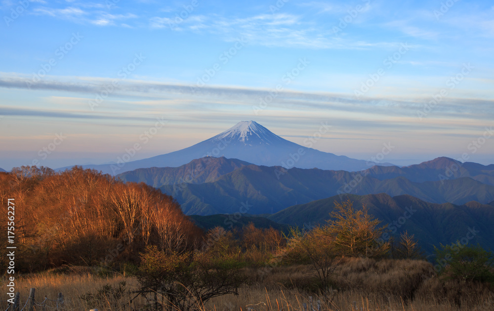 Obraz premium 大蔵高丸から夜明けの富士山