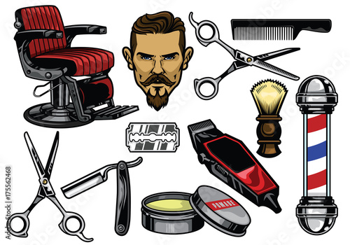 barbershop object set in color
